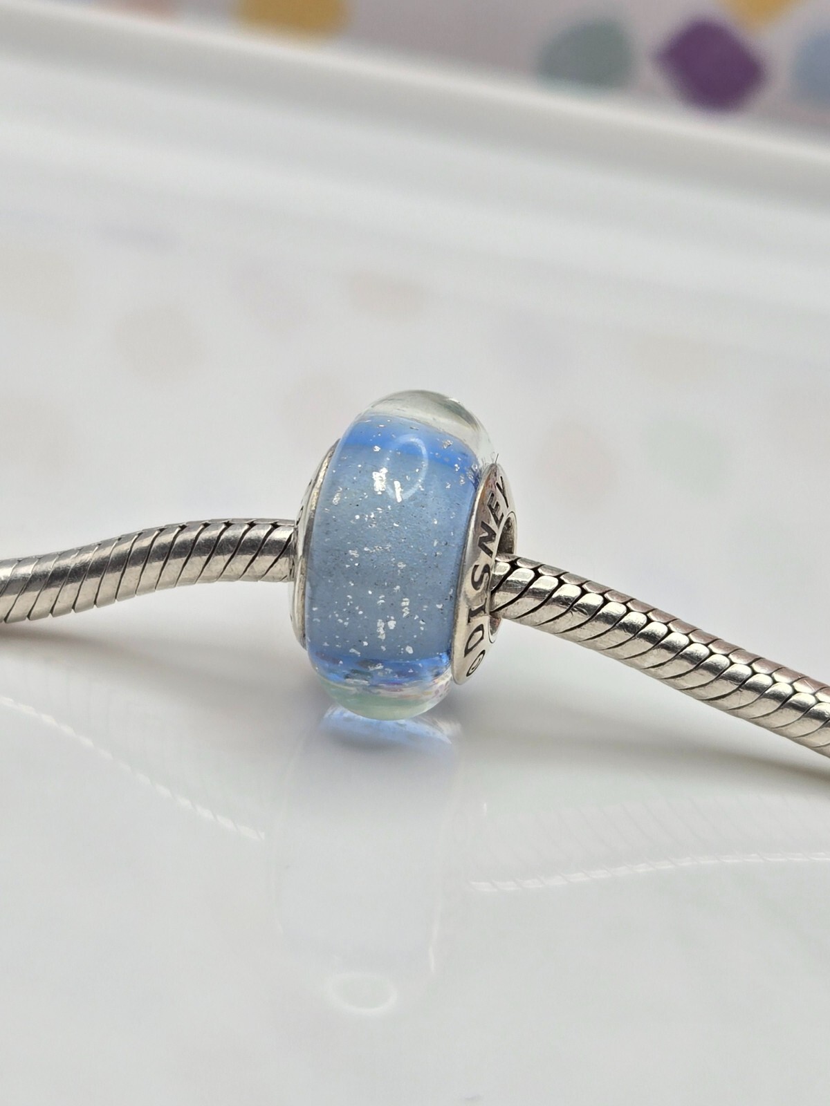 Authentic Pandora Disney Murano Cinderella’s Signature Blue glass Charm