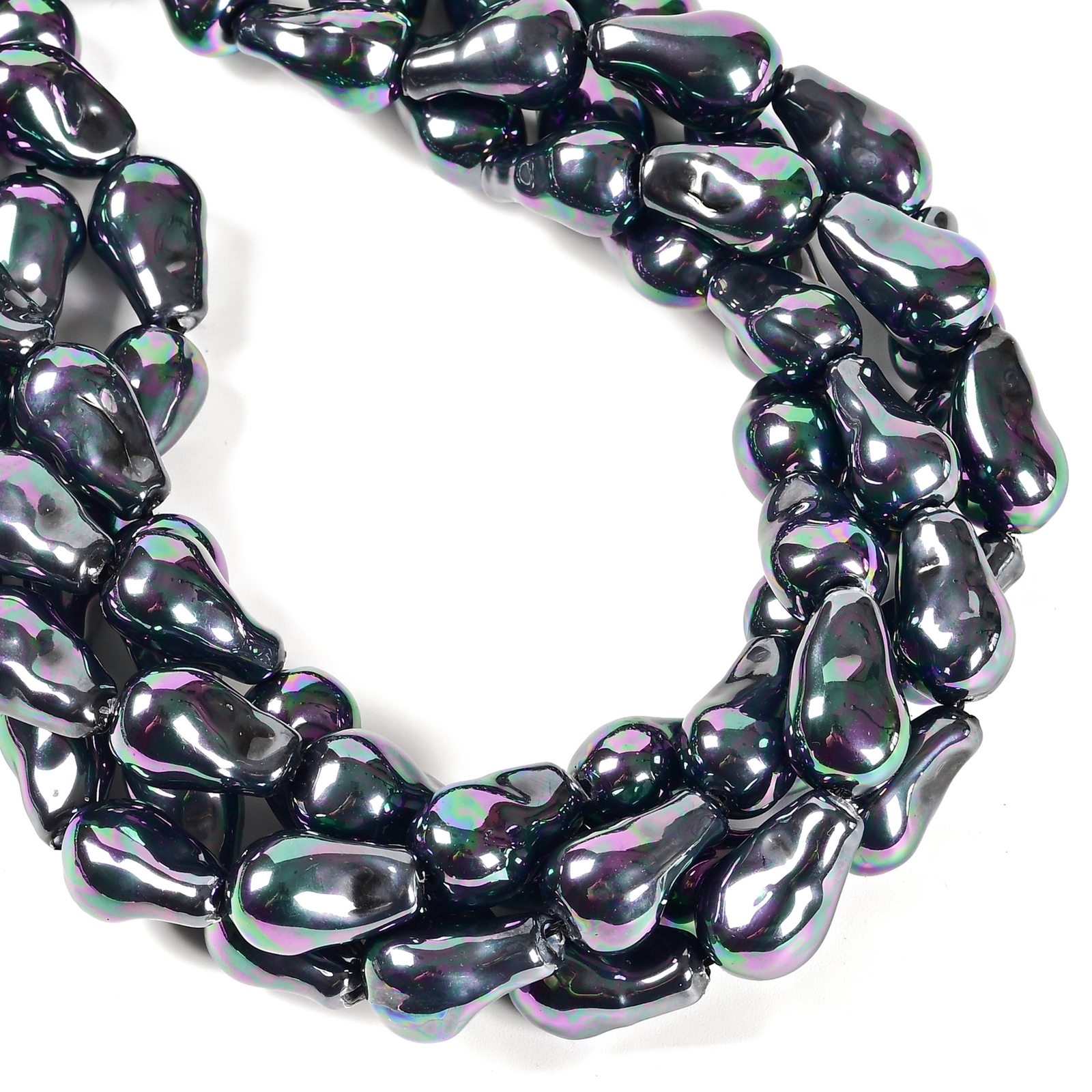 Black Coated Shell Pearl Baroque Beads Size 10x15mm 12x23mm 15.5” Strand