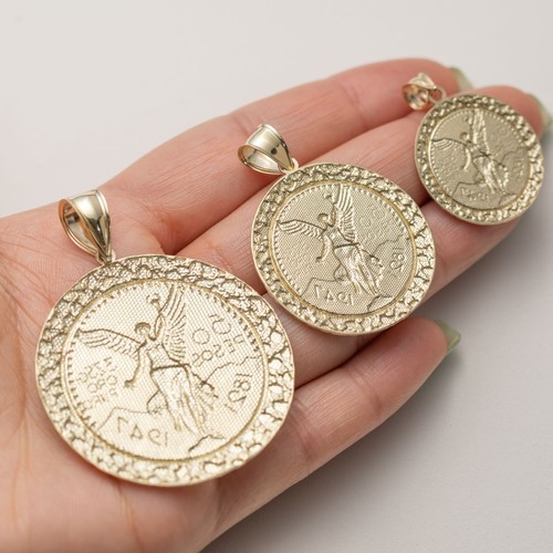 SOLID GOLD Mexican 50 Pesos Centenario Nugget Pendant 10K Yellow Gold