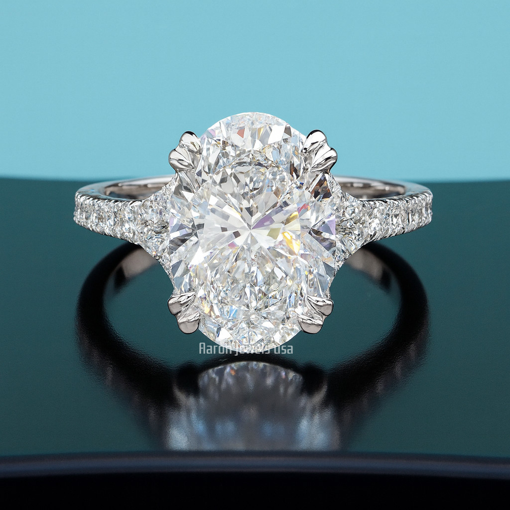 4.80 Ct Oval Cut Lab-Created Diamond Engagement Ring IGI F VS1 14K White Gold