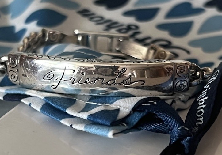 Brighton Live FRIENDS ID Style Bracelet Silverplated Curb Link Logo + Extender