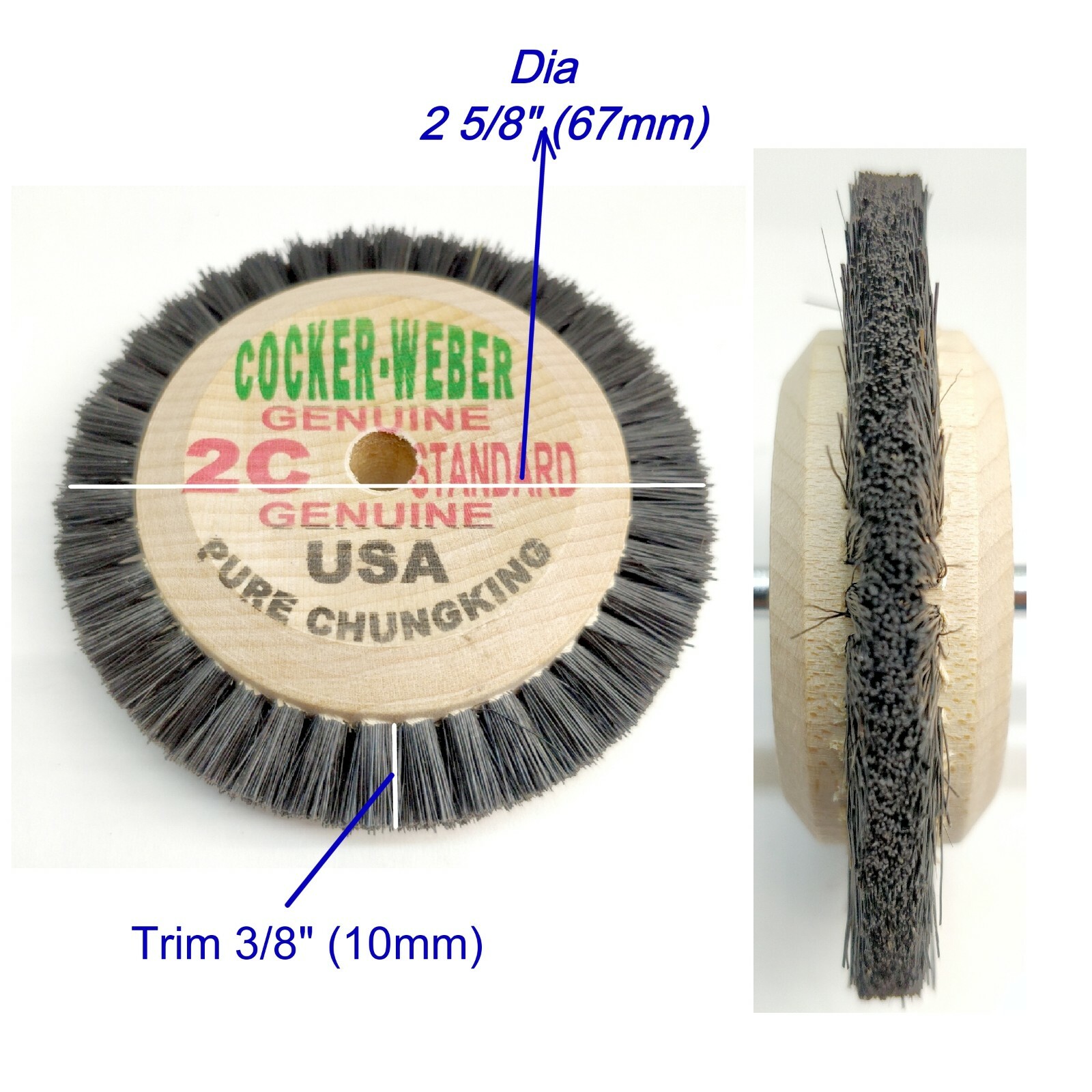 Cocker Weber USA Wooden Hub Bristle Brush Jewelry Polishing 2C – 2 5/8″ x 10mm