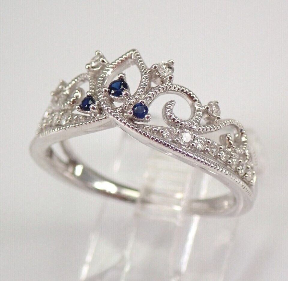 Round Cut Simulated Diamond Gorgeous Crown Wedding Ring 14K White Gold Plated