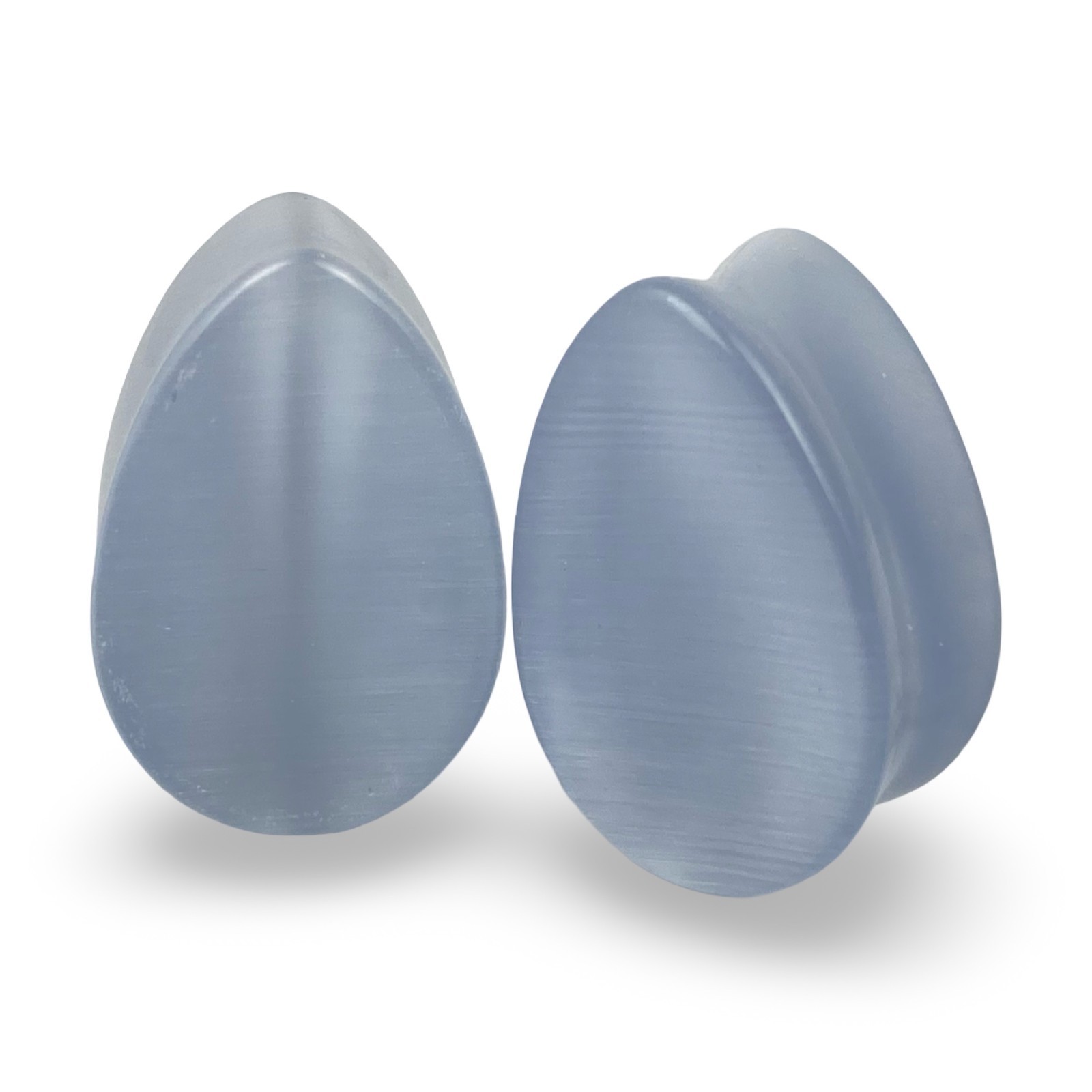 Concave Gray Cat Eye Stone Teardrop Plugs (STN-690) set ear gauges PICK SIZE
