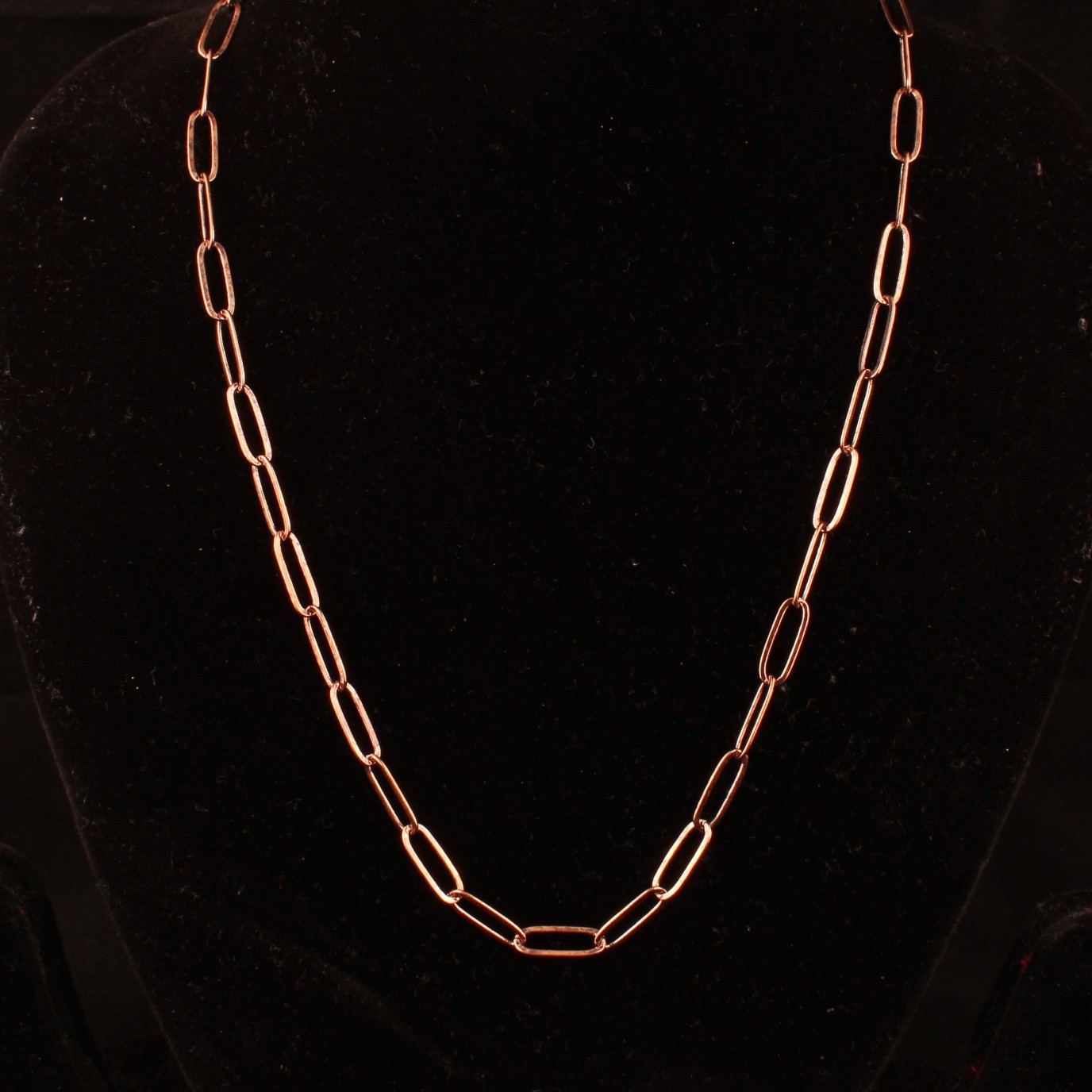 Copper Paperclip Chain Necklace for Women & Men, Lightweight Long Link Chain