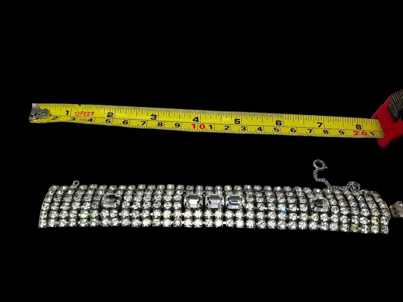 VTG WEISS Rhinestone Silver Tone Bracelet 6 rows, 7.5″ x 1″ – BEAUTIFUL!