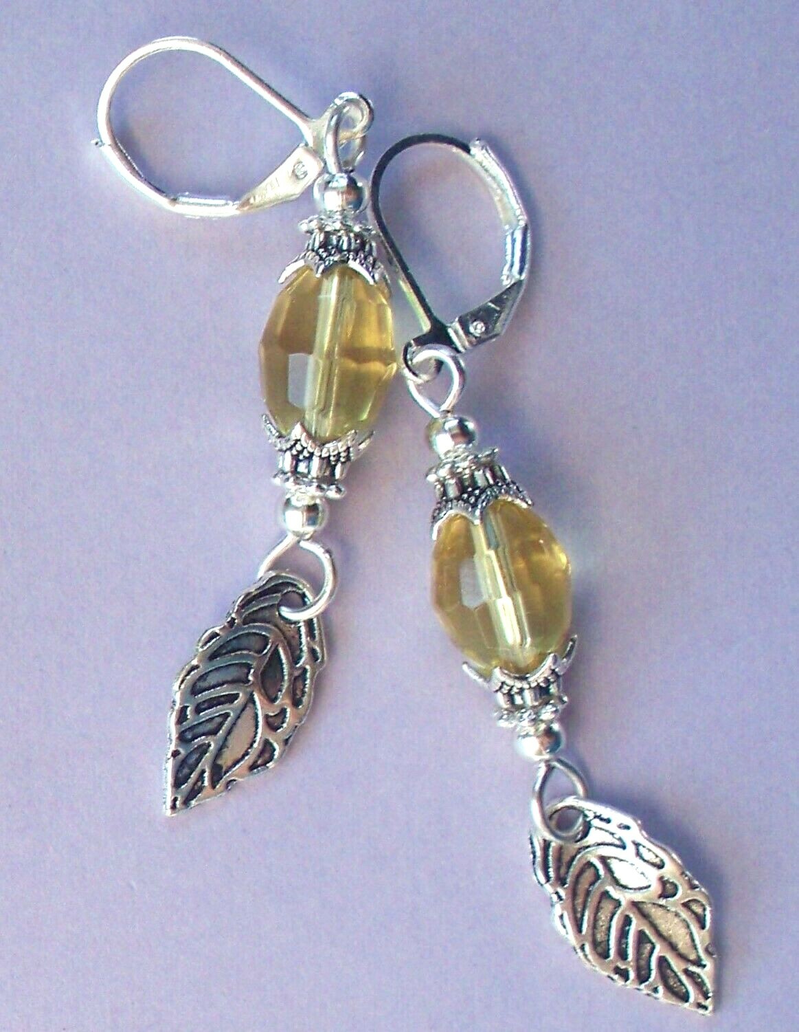 FALLING LEAVES CRYSTAL dangles Lever back handcrafted YOU CHOOSE