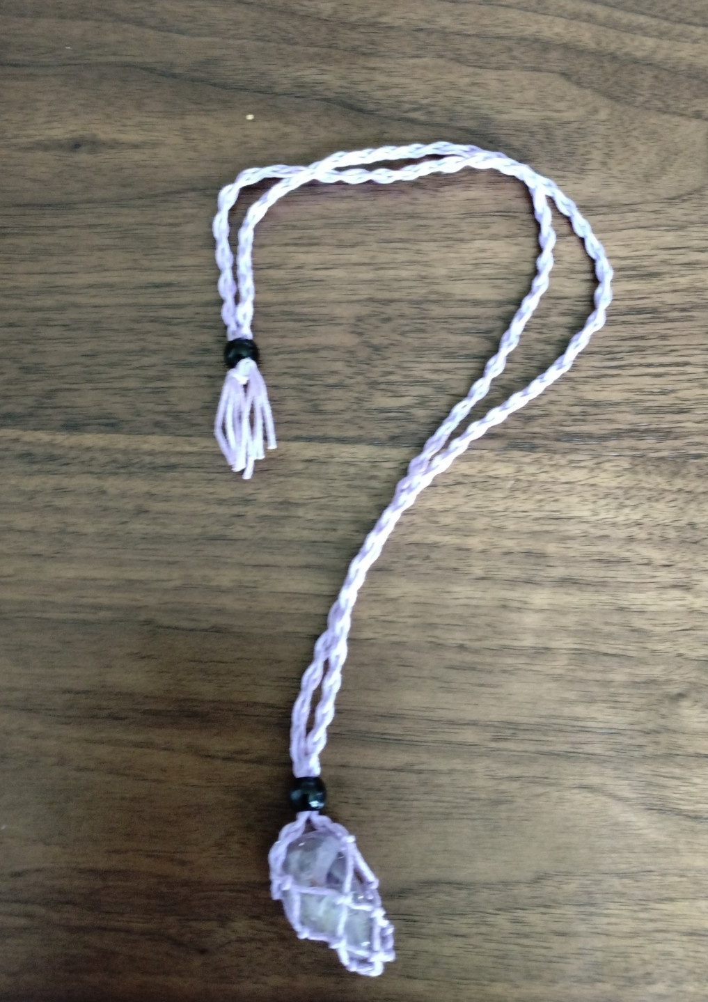 Handmade leather and crystal neckless
