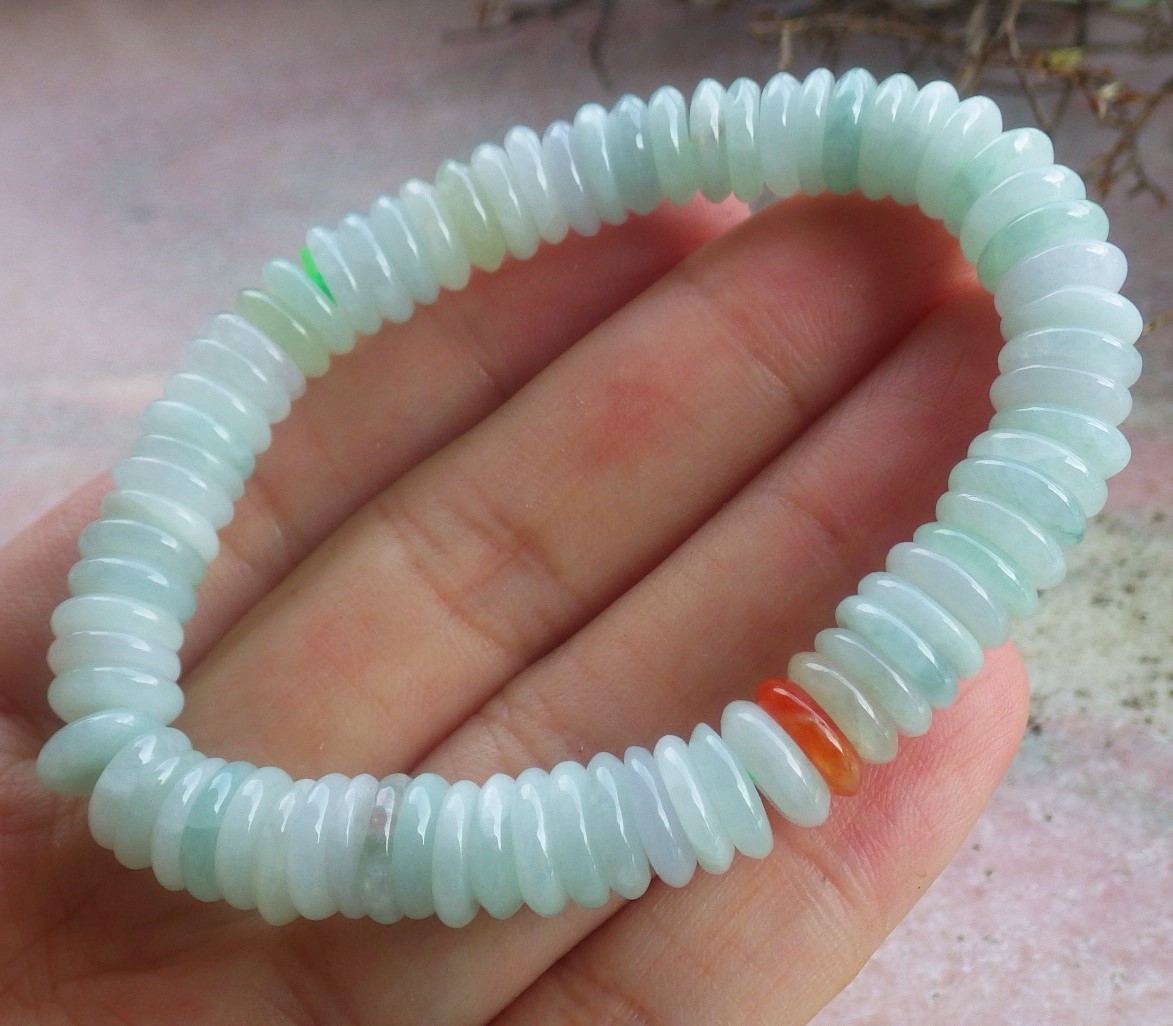 1 piece Green 100% A JADE Jadeite Bead Beads Bangle Circe Bracelet 6.5 in 708579