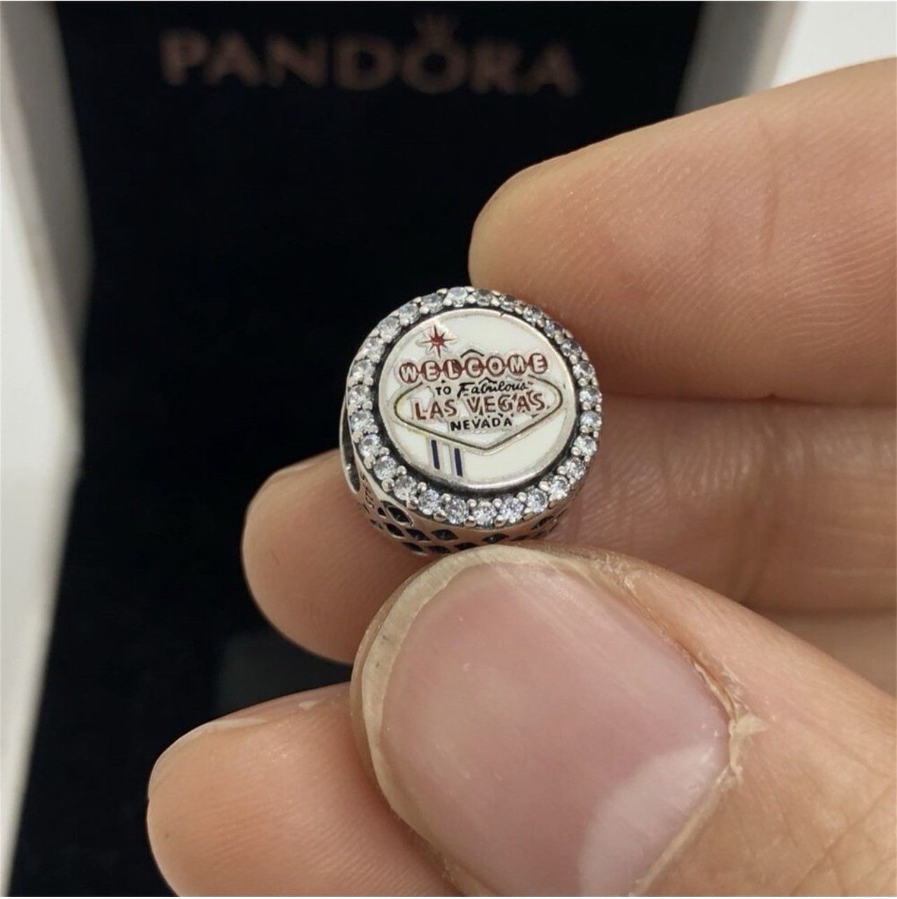 Genuine Pandora S925 Silver Welcome To Las Vegas Exclusive CZ Charm