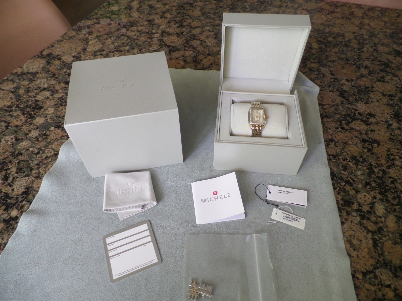 NEW Michele Deco Madison Mini Diamond Two Tone 18K Gold-Plated Watch $2495