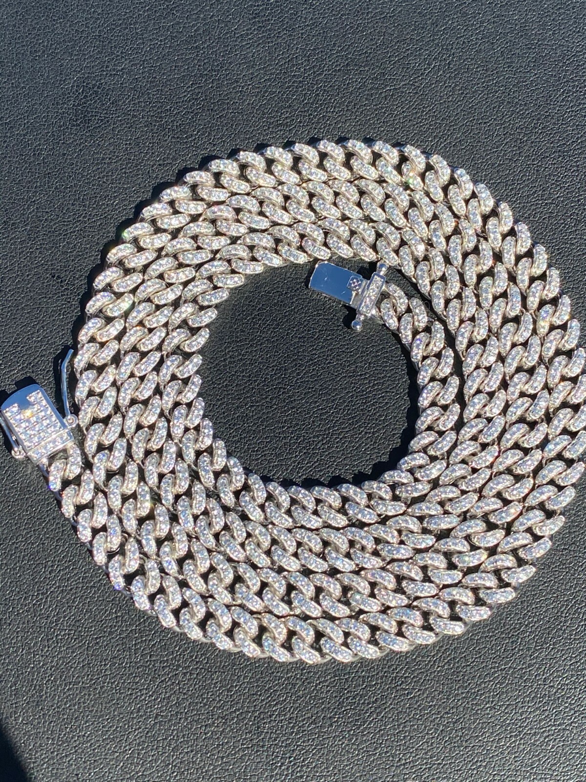 6mm Miami Cuban Iced Solid 925 Silver Chain Simulated Diamonds 16″ Choker – 30″