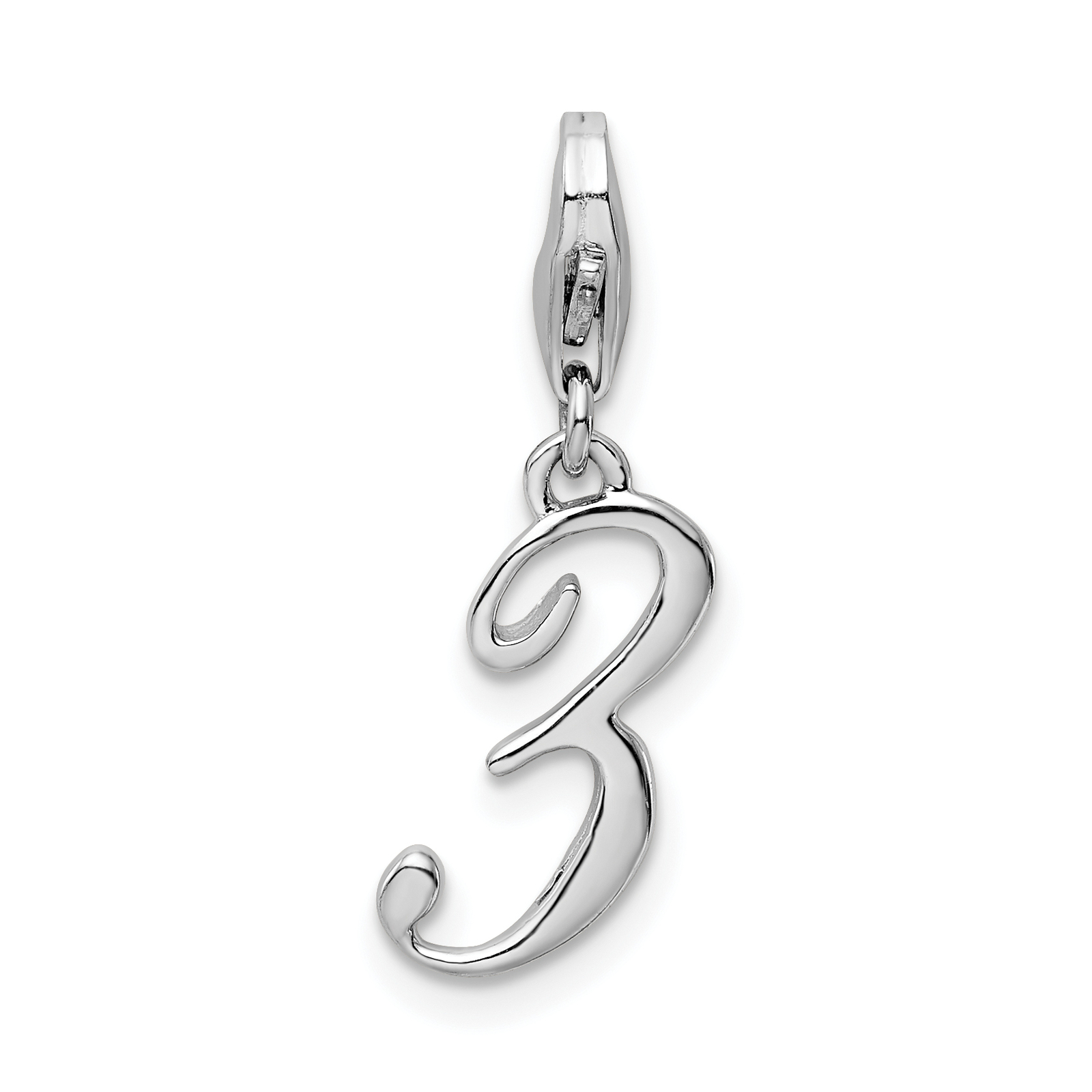 Amore La Vita Silver Polished Number 3 Charm with Fancy Lobster Clasp QCC626N3