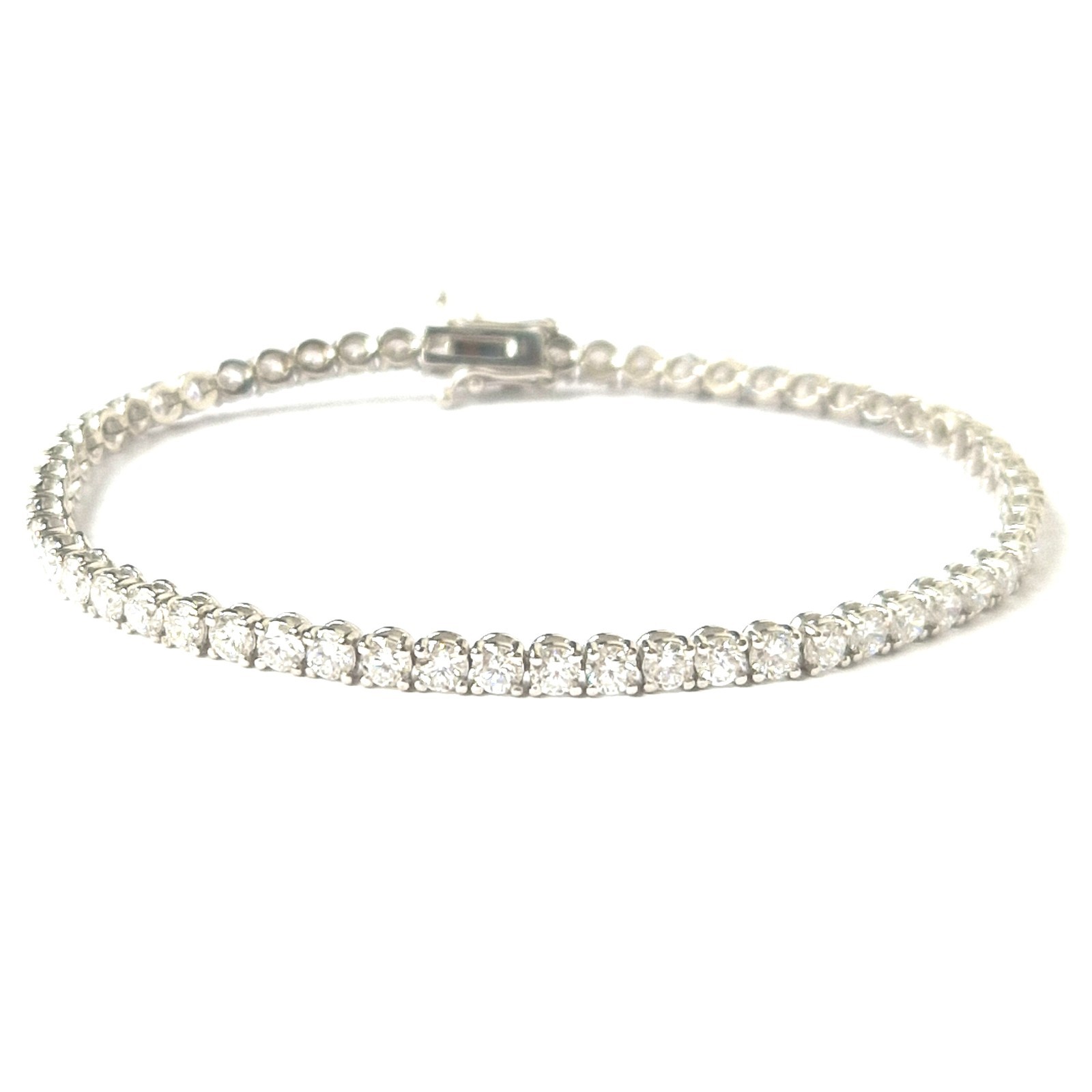 9ct White Gold Bracelet 6.15ct Lab Created Diamond 19cm Long 3.1mm Width 8.1g