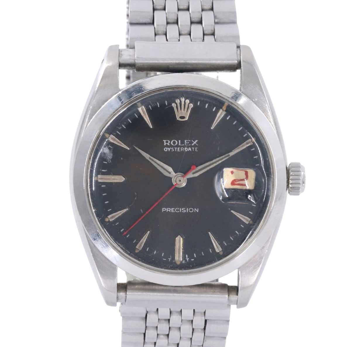 Vintage ROLEX 6694 Oysterdate Precision Black Dial 34mm Men Watch (FPP012212)