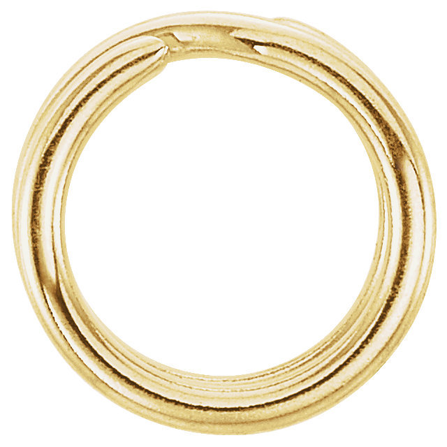 6.5mm OD 14k Solid Yellow Gold Round Split Jump Ring Clasp Charm Keychain Link