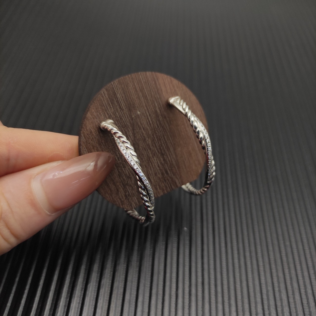 David Yurman Infinity Hoop Earrings Sterling Silver with Diamonds 42mm