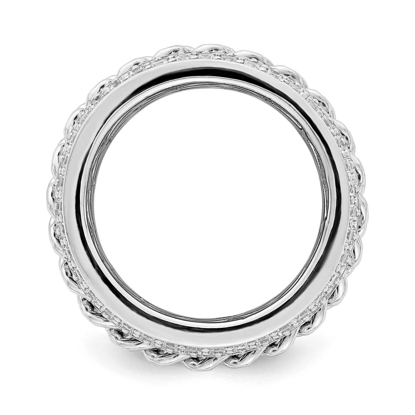 Silver CZ Spinning Chain Center Ring QR7099