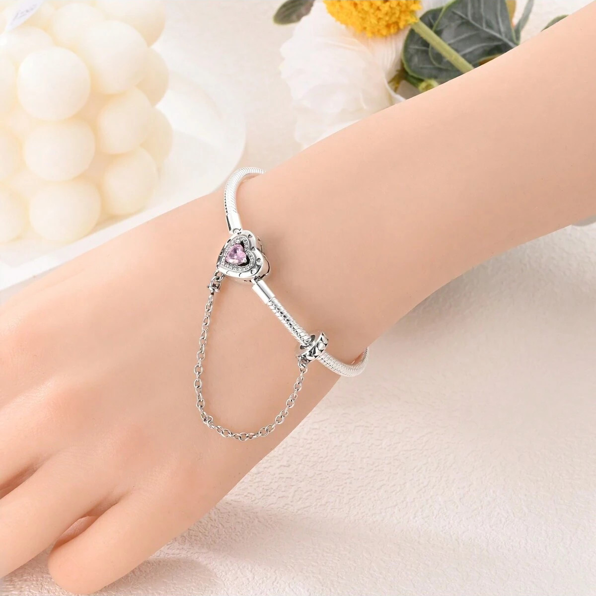 Heart Safety Charm Bracelet, Bracelet For Charm, Safety Heart Bracelet