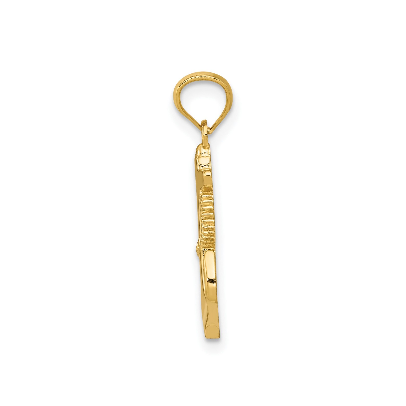 14k Yellow Gold Solid Anchor Pendant Rope Design Nautical Charm 22 mm