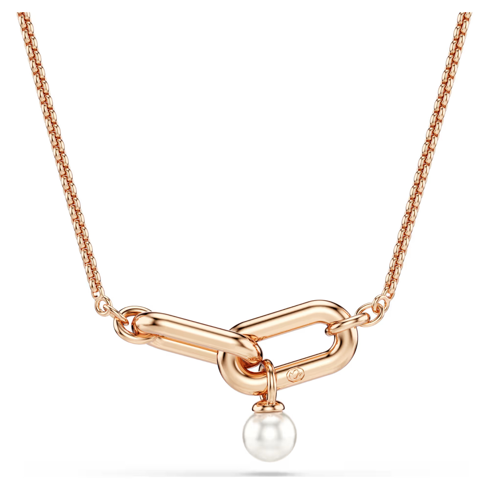 Constella White Rose Gold Pendant Necklace Round Cut Crystal Pearl New