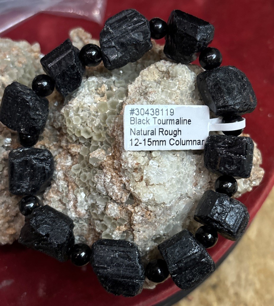 Rough Black Tourmaline 12-15Mm Stretch bracelet