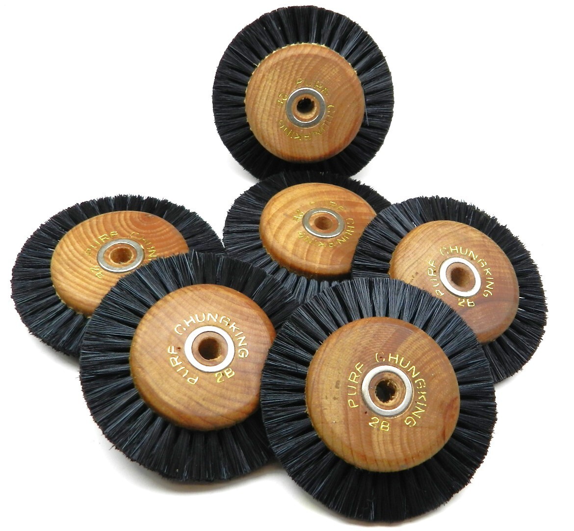 2B Wood Hub Brush Jewelry and Dental Polishing Wheel Chungking 2 Row 6 Pcs