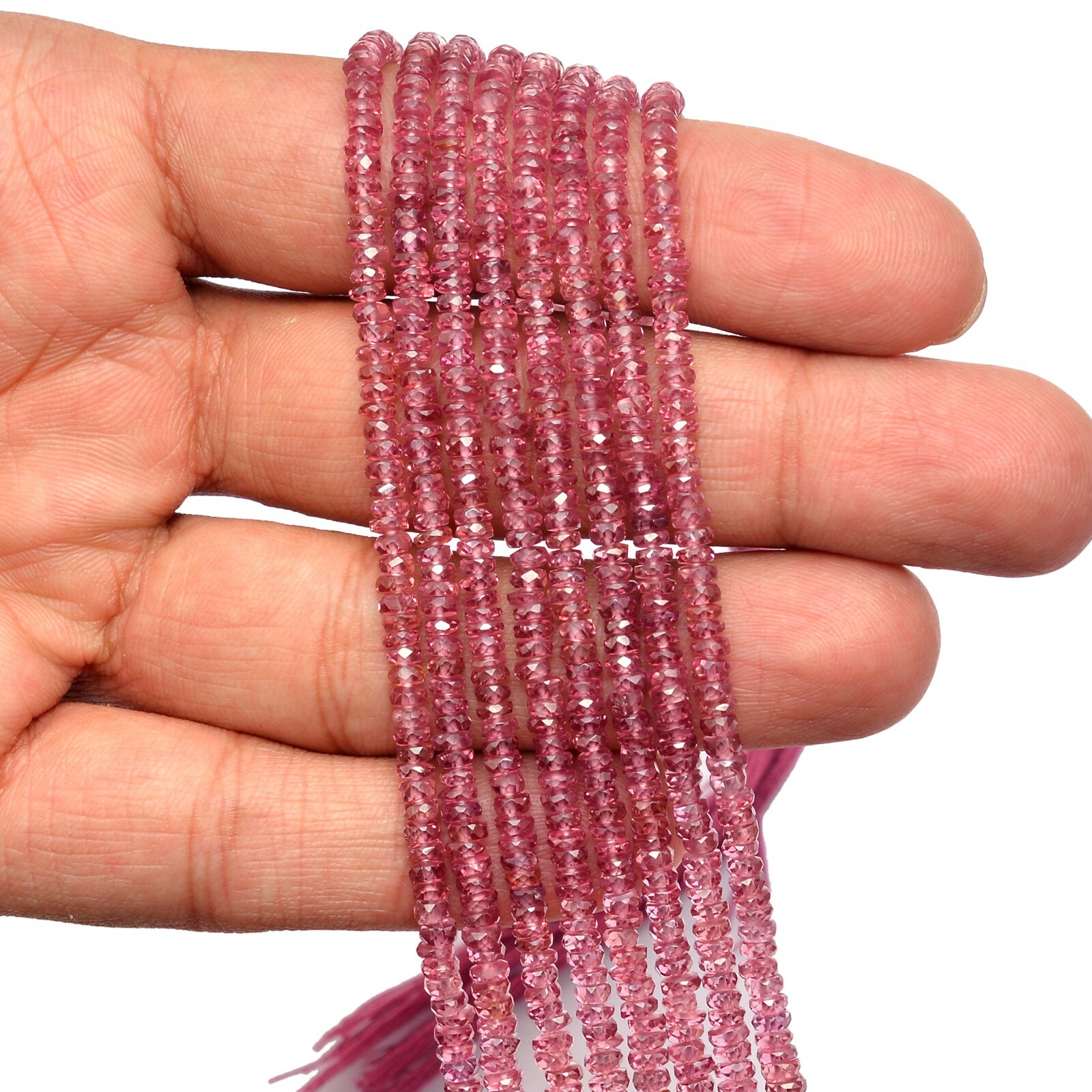 AAA+ Malaya Garnet Gemstone 3mm-4mm Rondelle Faceted Loose Beads | 16inch Strand