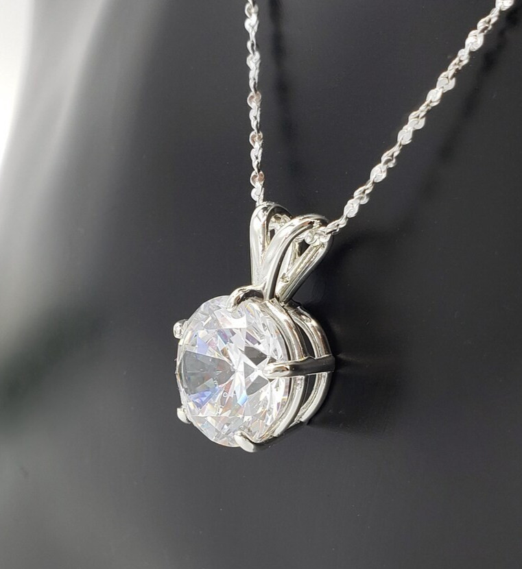 RARE 8.30 Ct Certified White Treated Diamond Solitaire Pendant in 925 Silver
