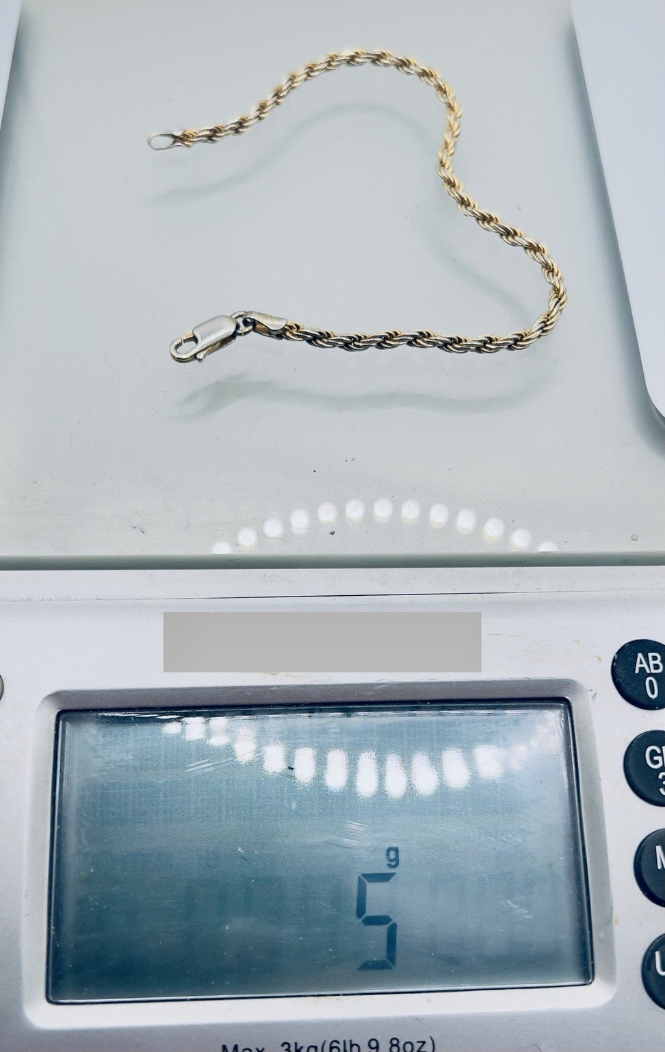 Italy 925 10k Gold Over Sterling Silver 3mm Rope Bracelet 7” 5g oWorn Once