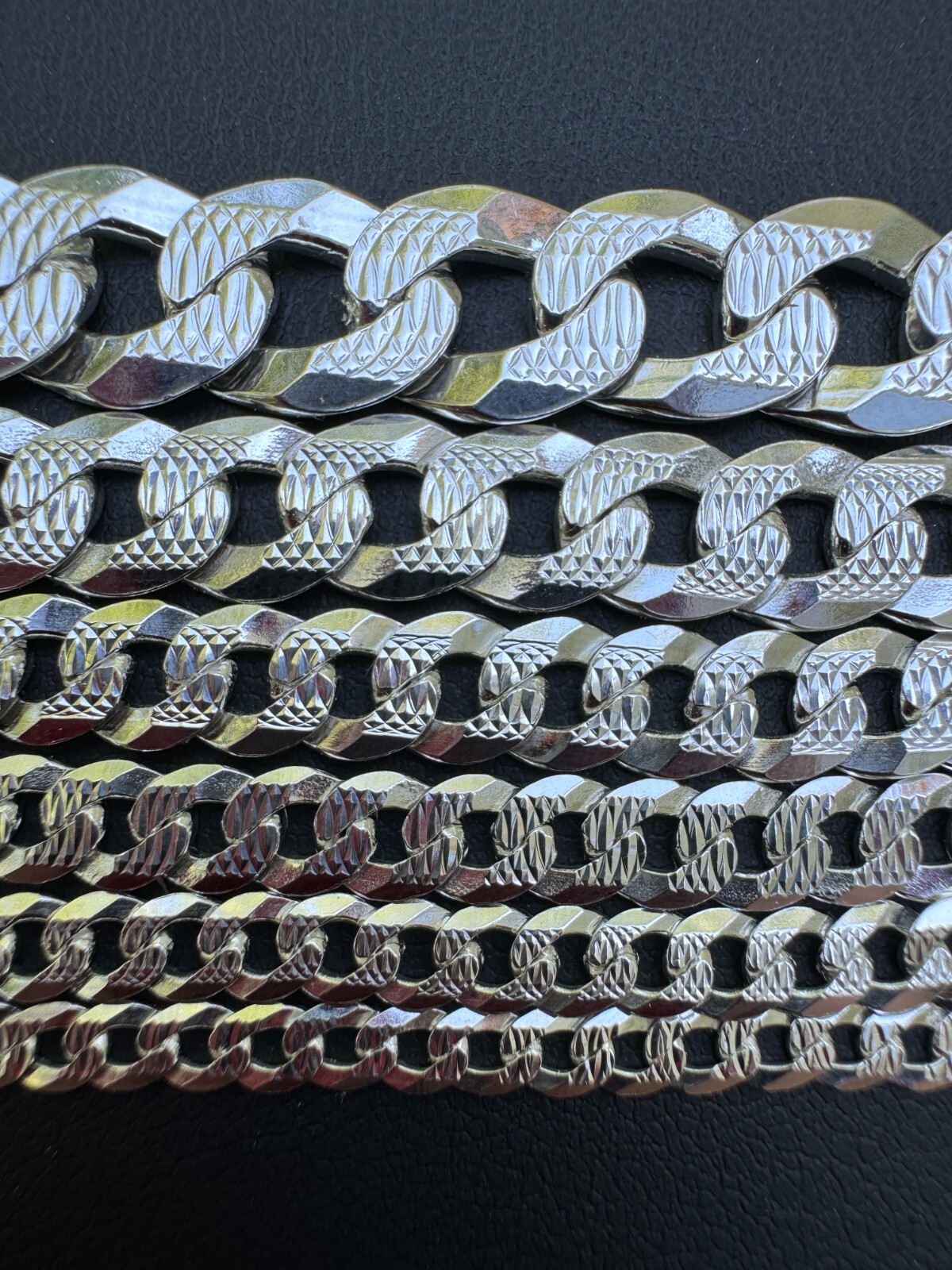 Solid 925 Silver Diamond Cut Flat Miami Curb Cuban Link Chain Necklace 3-11mm
