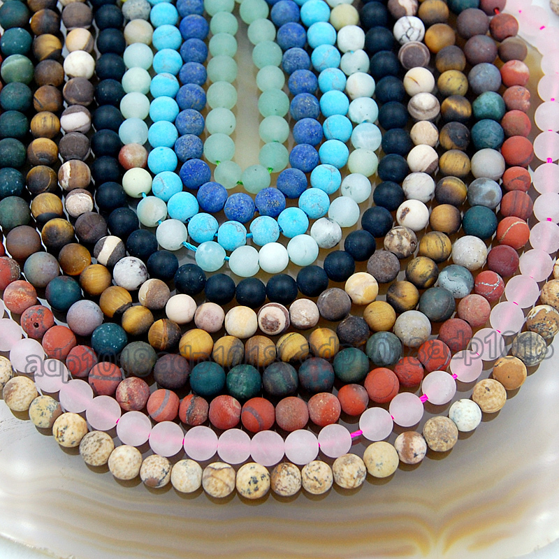 Wholesale Natural Matte Gemstone Round Spacer Loose Beads 4mm 6mm 8mm 10mm 12mm