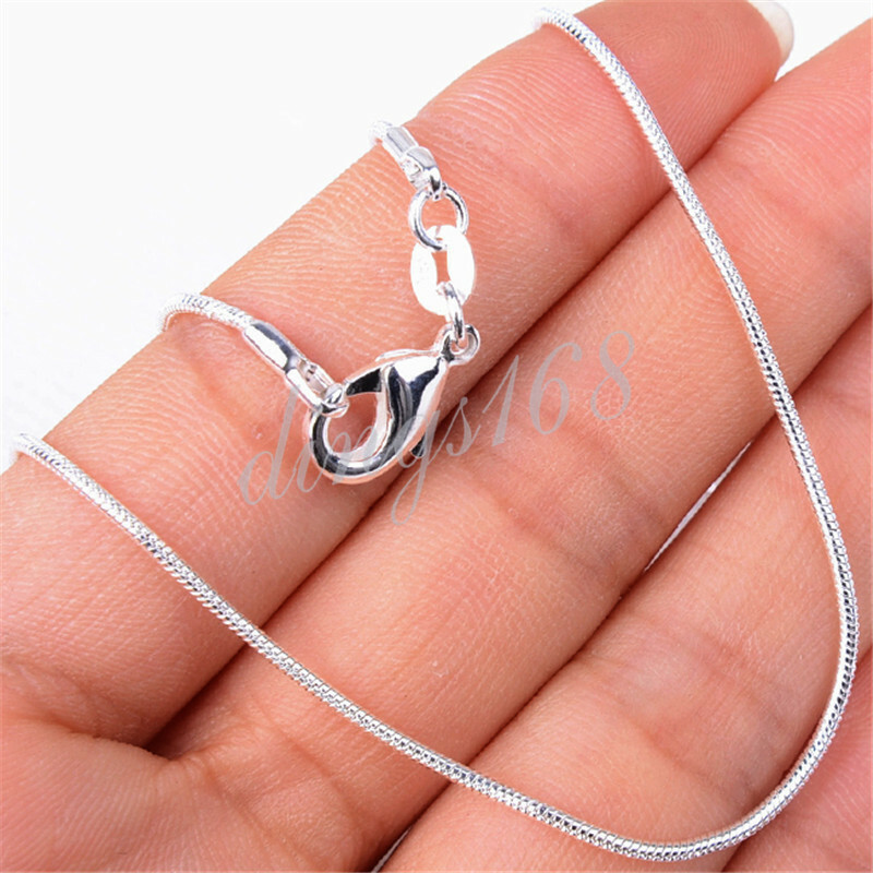 925 Sterling Silver 1.2mm Thin Snake Chain Necklace 16/18/20/22/24/26″ -38″ inch