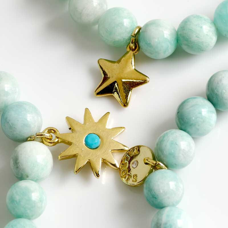 New 3pcs Talbots Amazonite Stackable Stretch Bracelet Healing Meditation Jewelry