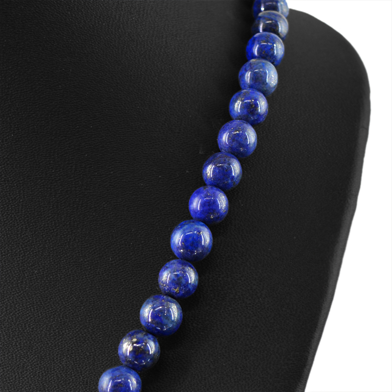265.00 CTS NATURAL UNTREATED RICH BLUE LAPIS LAZULI ROUND BEADS NECKLACE – BEST