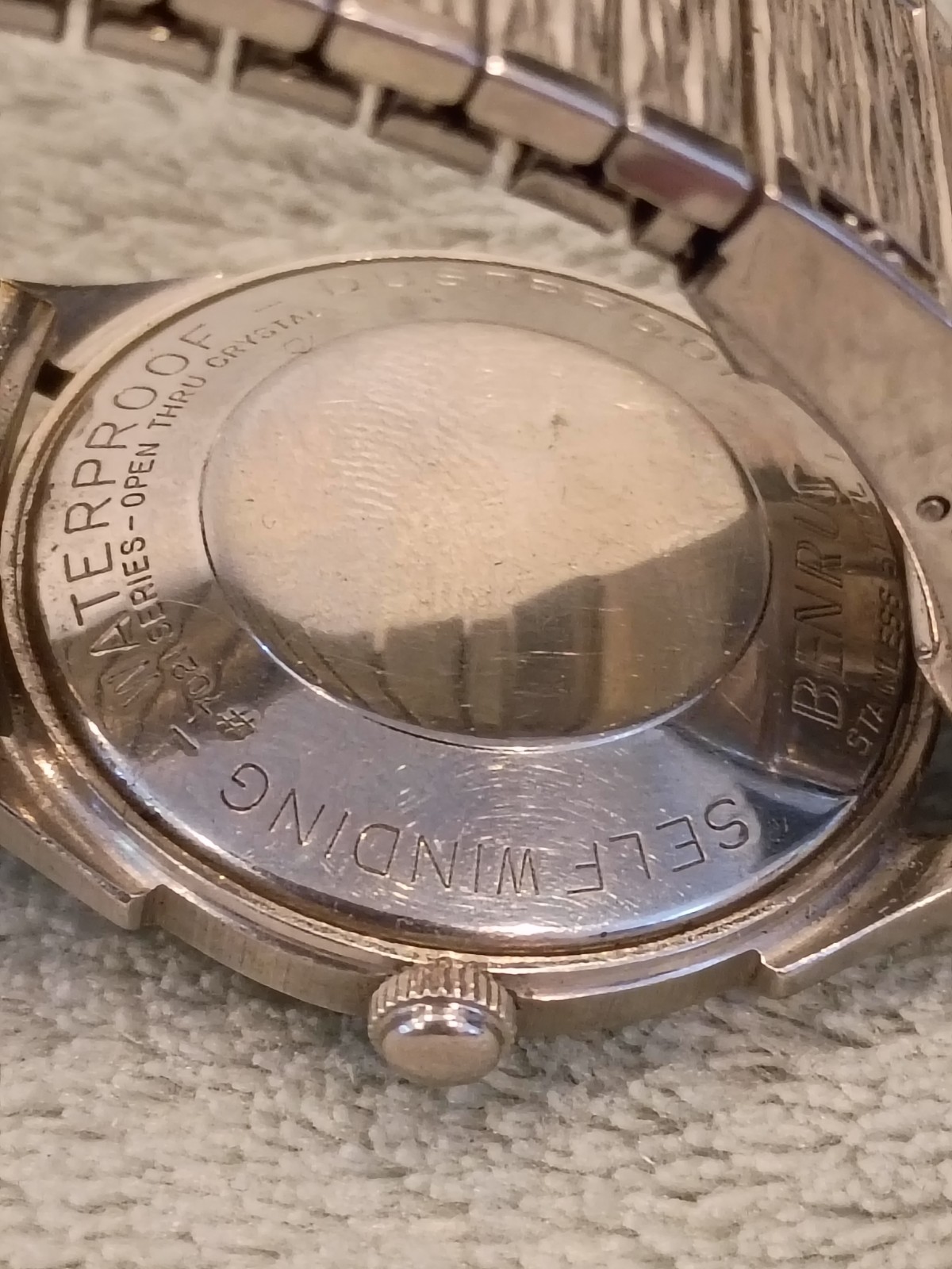 Vintage Date Adjust BENRUS 3 STAR Manual Wind Speidel Calendar band S/S Working