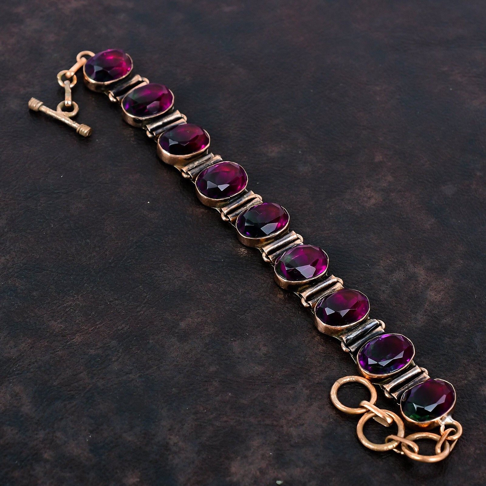 Valentines Sale Copper Natural Multi Tourmaline New Chain Bezel Bracelet Jewelry