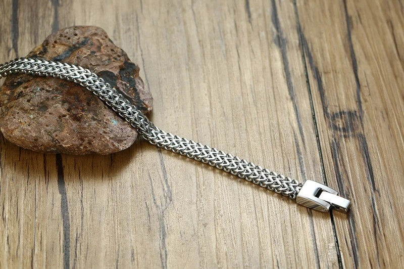 Men Double Link Chain Bracelet Polish Color Stainless Steel Punk Biker Jewelry