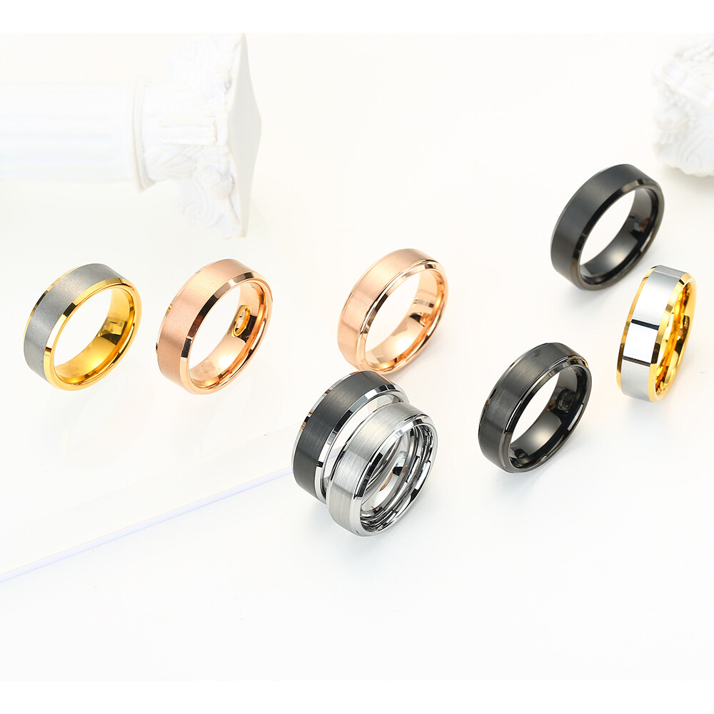 Rose Gold Color Tungsten Carbide Engagement Rings For Men Women Wedding Bands