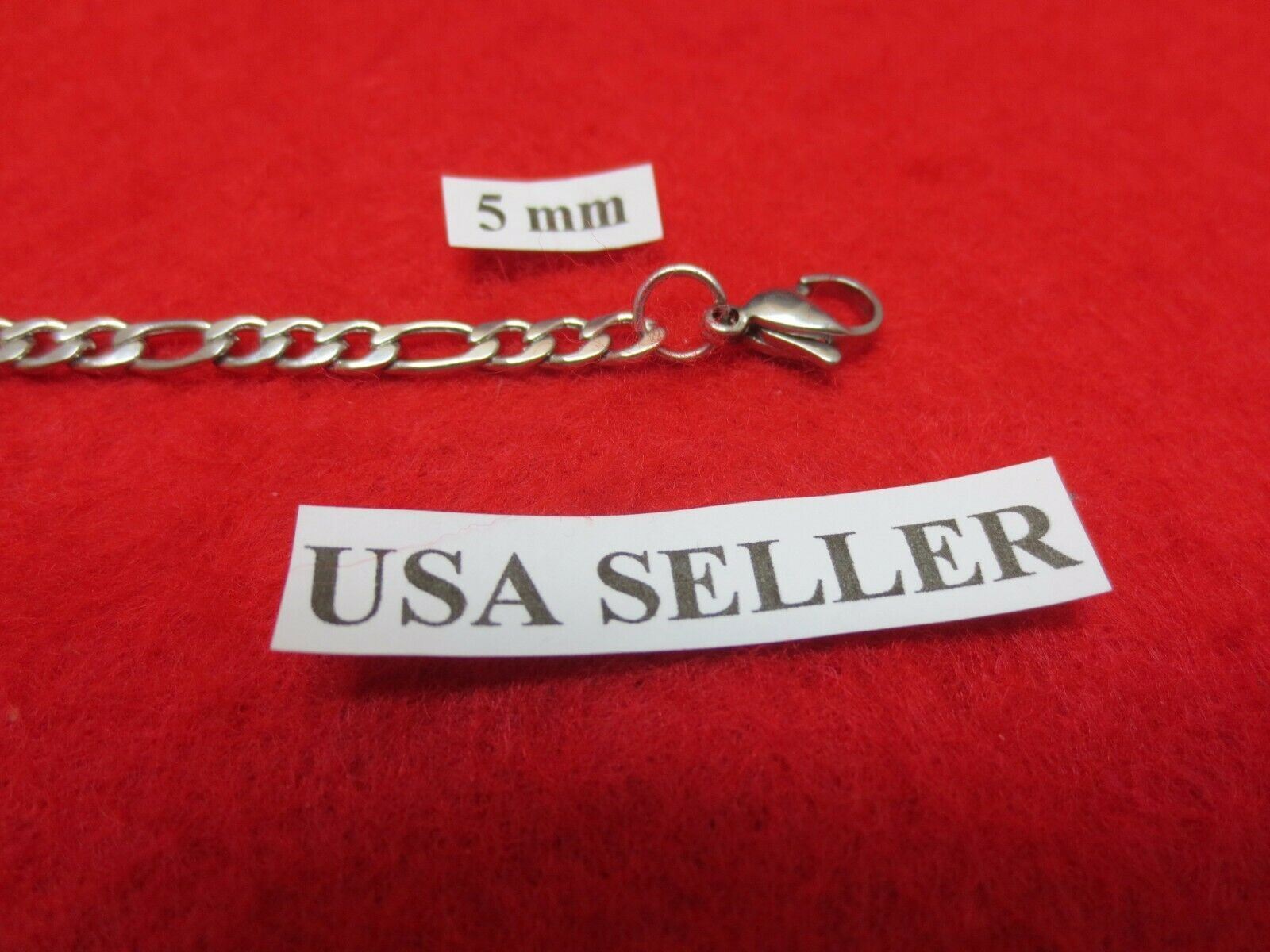 18″ Mens,Womens,Boys,Girls,5mm Stainless Steel Silver Figaro Rope Chain Necklace