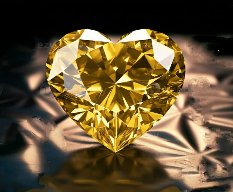 5 CT Yellow Heart Cut VVS1 Lab Grown Moissanite Diamond Gemstone 10 MM