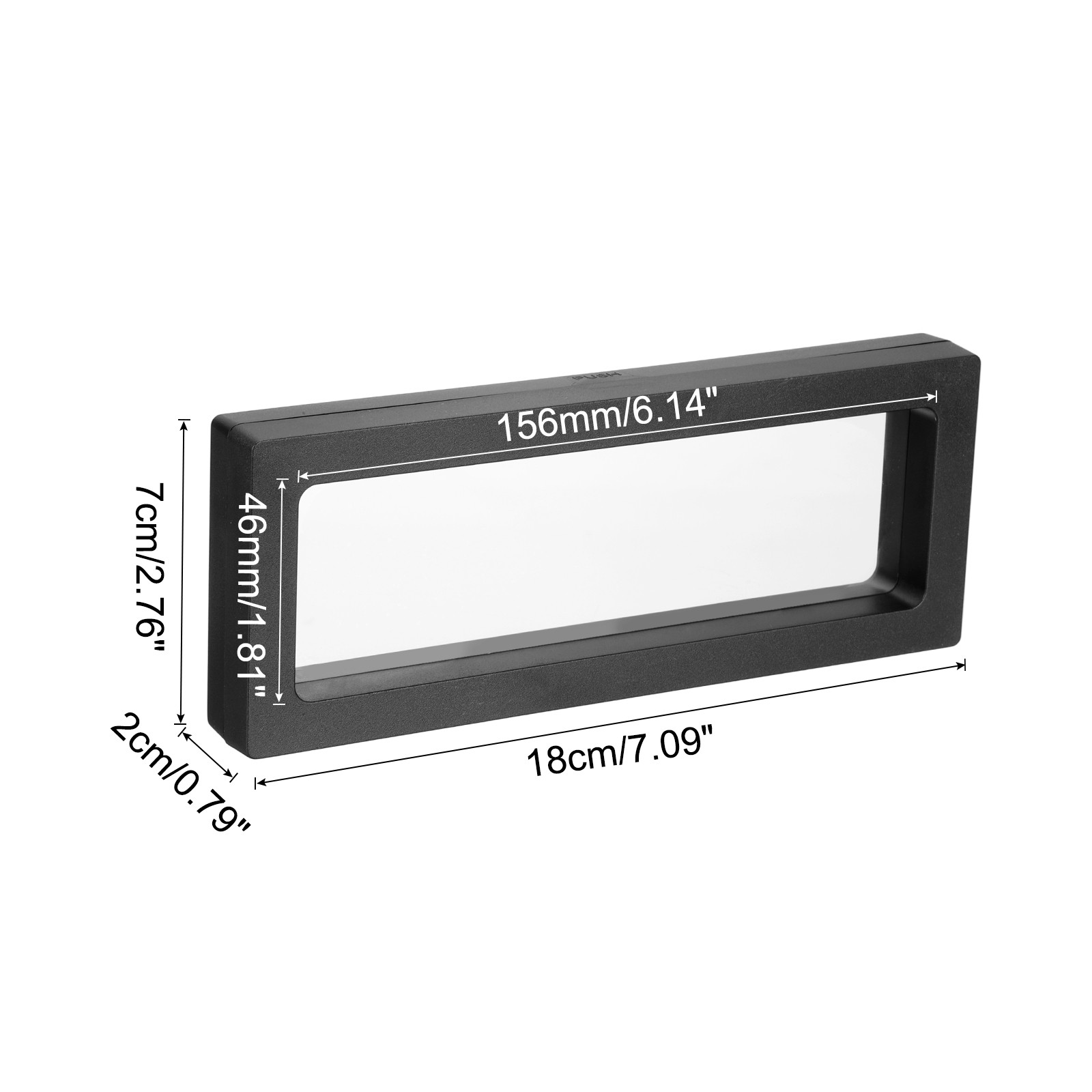 Floating Thin Film Display Box, ABS Frame Case 18cm x 7cm x 2cm Black Pack of 4
