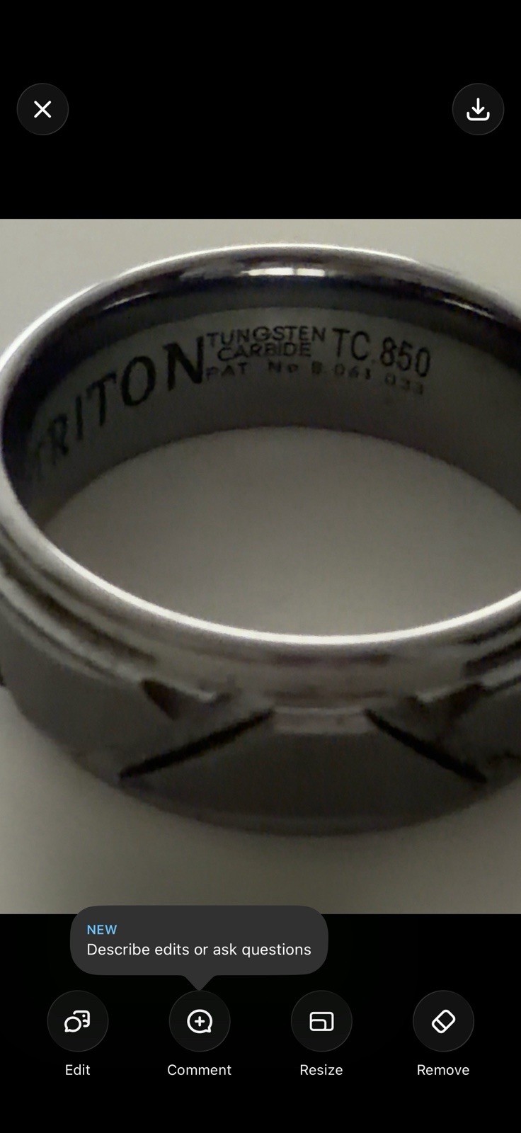 Authentic Triton TC.850 Tungsten Carbide Men’s Wedding Band Ring w/ Kay Jewelers