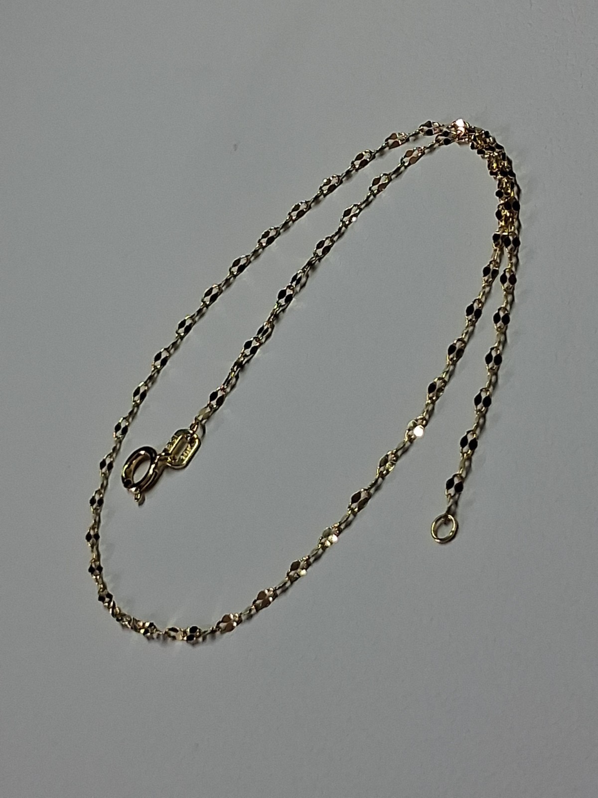 10k Gold Mirror Link 10″ Anklet 1.3mm, .4gr