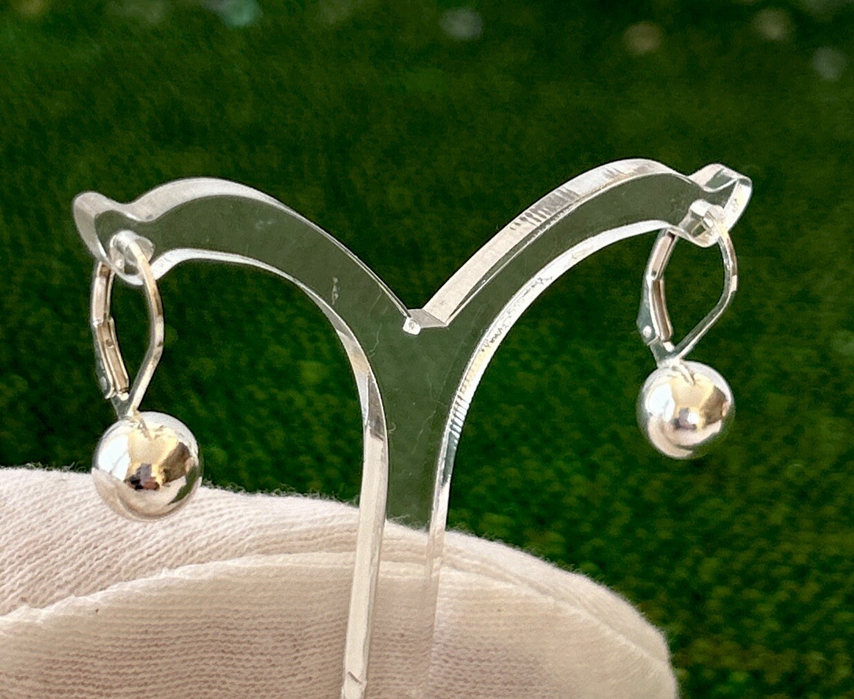 925 Sterling Silver 925 Lever Back Earrings 7.6mm Ball Dangling Earrings