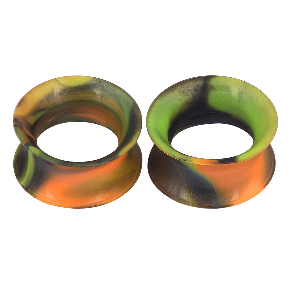 Pair Thin Silicone Ear Plugs-Tunnels Soft Ear Gauges Flexible Earlets 2g-3/4”