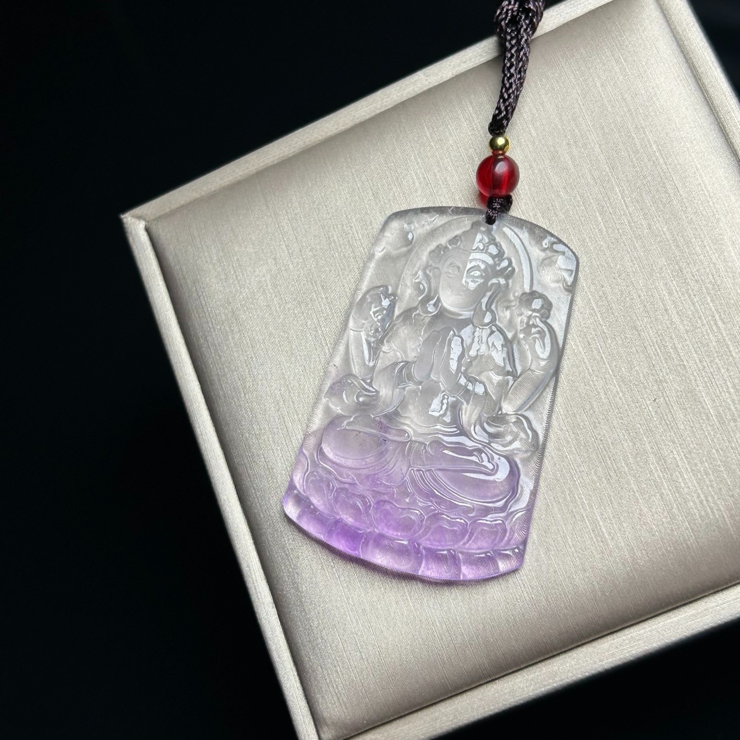 Nature ice white Burmese Jade Jadeite Carved kwan-yin lucky Pendant&Necklaces