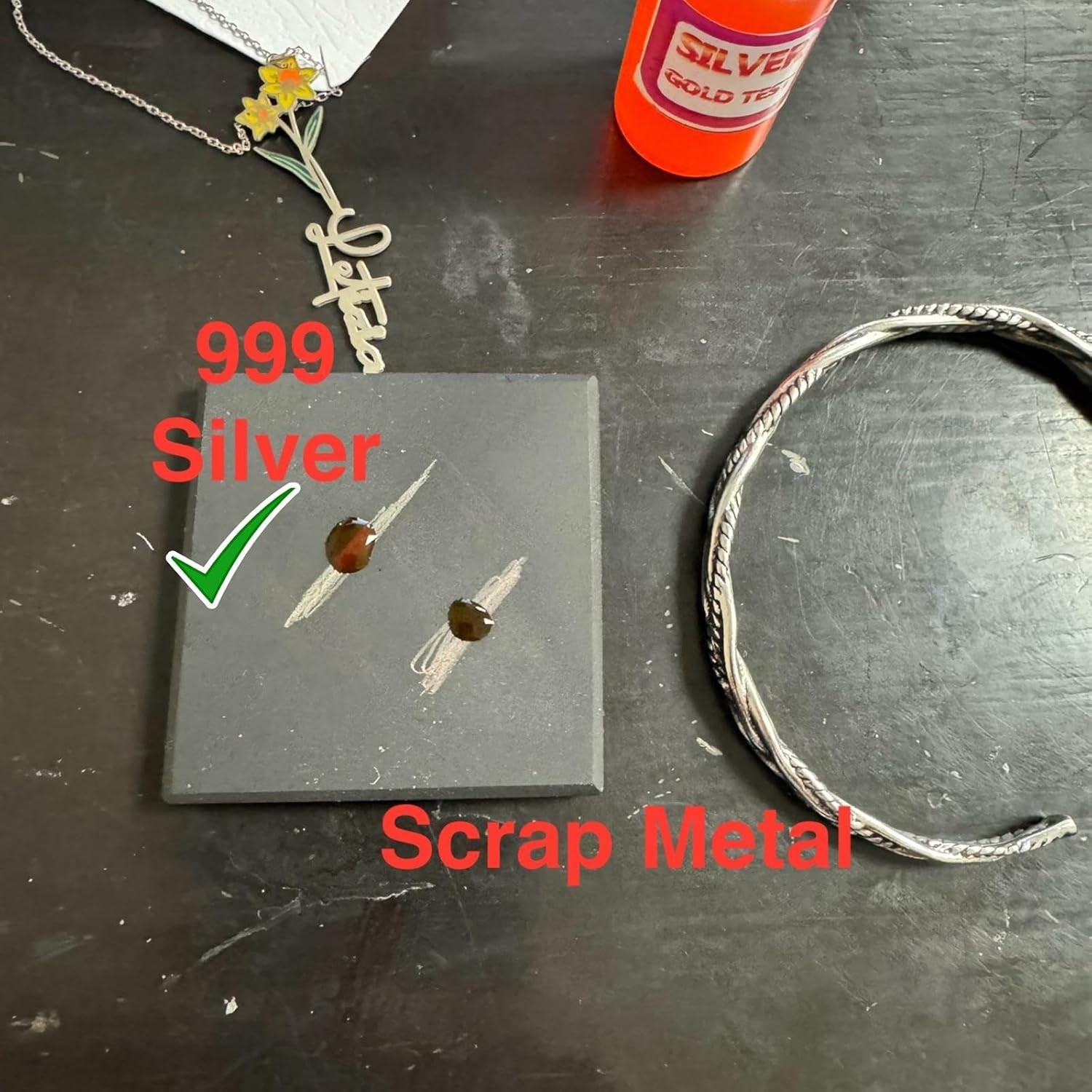 At Home Jewelry Testing Kit, Gold Silver Platinum Tester Kit with Test Stone