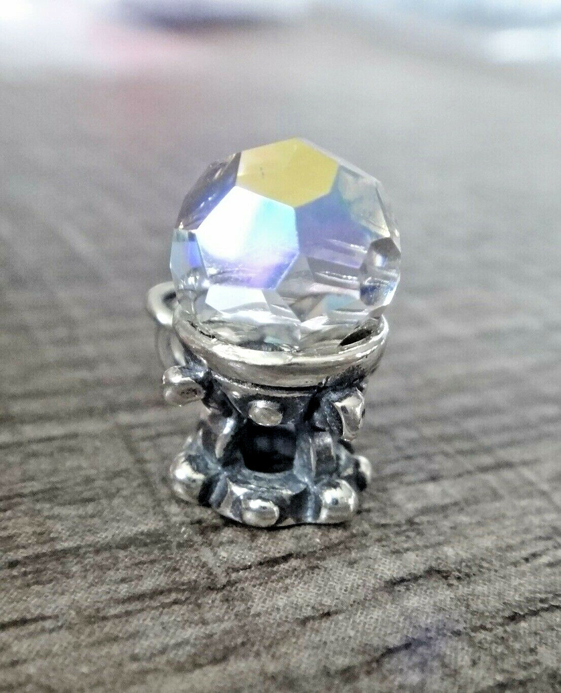 12x15mm Unusual Realistic Fortune Teller Crystal Ball Sterling Silver Charm