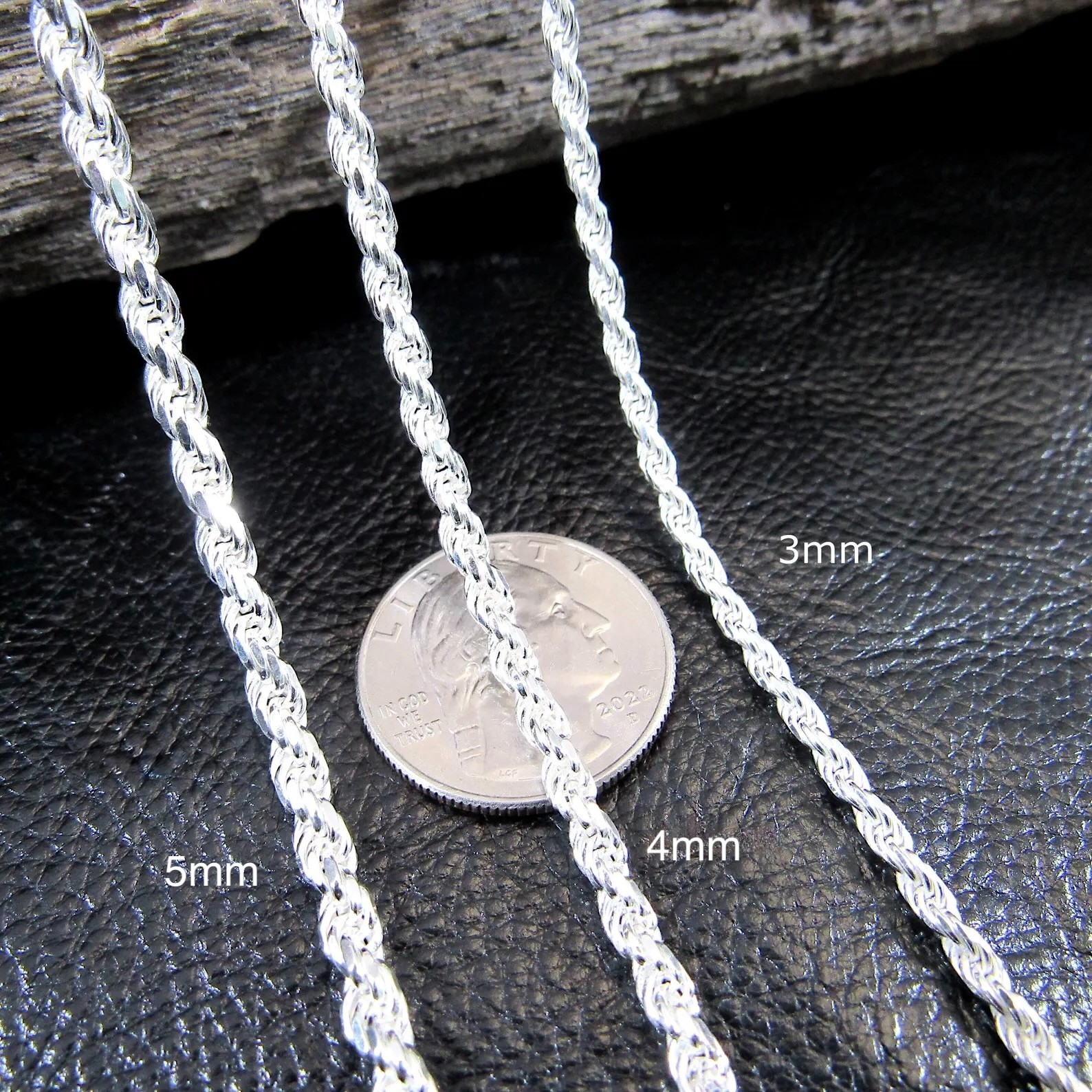 925 Sterling Silver HSP Rope Chain Heavy Solid Necklace 2-5mm 18-24″